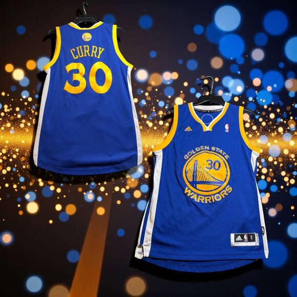 Golden State Warriors Stephen Curry #30 Adidas NBA Mens Jersey Blue/Yellow Size - Picture 1 of 11